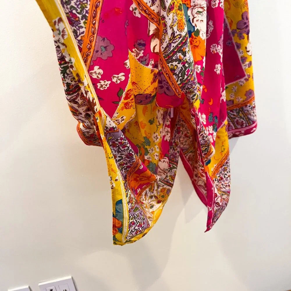 Anthropologie Colorful Floral Oversized Relaxed Handkerchief Print Midi Dress S - Picture 4 of 10